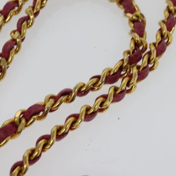 CHANEL Chain Wallet Grained Calf Skin Pink Gold CC Auth bs28262 - Picture 10 of 14